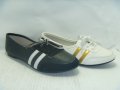 Дамски обувки, SARA-1823, черни и бели с 2 ленти с връзки, снимка 1