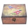 Комплект от 2бр. дървени кутии с цветен принт - птички., снимка 1 - Декорация за дома - 15763631