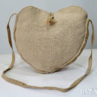 Ленена чантичка торбичка ръчна изработка сърце , снимка 3 - Чанти - 21955130