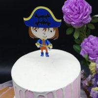 Пират капитан красив цветен твърд Акрил топер за торта украса, снимка 1 - Други - 26107688