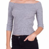 Блуза с деколте лодка в сиво., снимка 3 - Блузи с дълъг ръкав и пуловери - 12571609