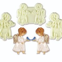 4 ангела ангелчета пластмасови форми печат за сладки бисквитки фондан тесто кръщене декорация украса, снимка 1 - Форми - 24389037