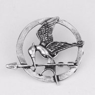 Брошка от Игрите на глада 1 Сойка присмехулка Hunger Games Mockingjay, цвят бронз, сребро или злато, снимка 7 - Колиета, медальони, синджири - 9536049