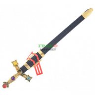 Парти артикул - рицарски меч, декориран с цветни камъни. Изработен от PVC материал. Дължина - 66 см., снимка 1 - Други - 16197116