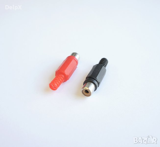 Букса за кабел черен/червен RCA(ж), снимка 1
