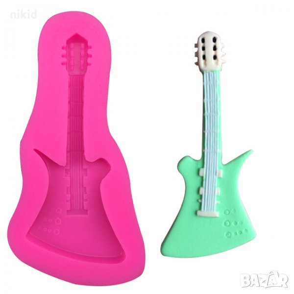единична китара силиконов молд форма за декорация и украса торта фондан шоколад тесто, снимка 1