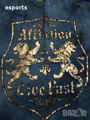 Мъжка тениска AFFLICTION Lion Shield Crest Blue Silver Reactive S SMall, снимка 10 - Тениски - 25982782