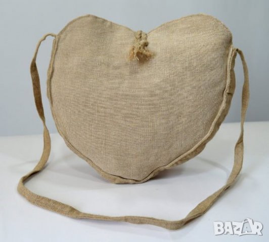 Ленена чантичка торбичка ръчна изработка сърце , снимка 3 - Чанти - 21955130