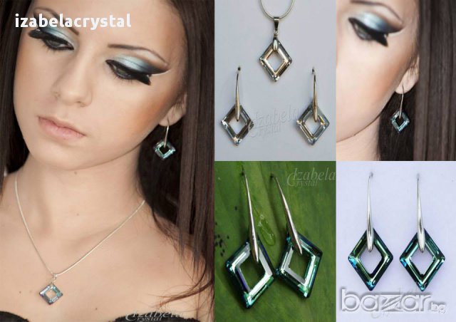  Комплект  Сваровски "Square" Crystals from SWAROVSKI ®, снимка 1 - Бижутерийни комплекти - 11406213