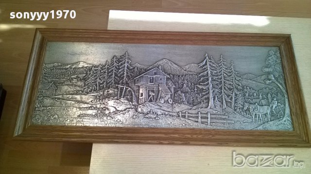 Rein zinn 100x45см картина-дърво и метал-внос швеицария, снимка 3 - Антикварни и старинни предмети - 16705801