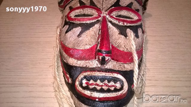 Красива африканска маска-33/16/9см-внос швеицария, снимка 4 - Антикварни и старинни предмети - 16093771