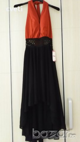 Рокля с гол гръб, червено и черно, универсален размер,, снимка 3 - Рокли - 21361942