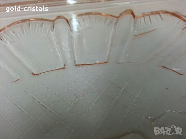 Стар стъклен поднос розово стъкло, снимка 8 - Антикварни и старинни предмети - 25134585