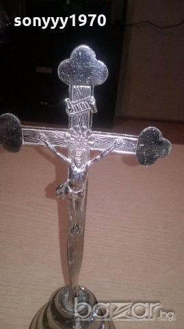 красив метален кръст с основа-26х11см-внос швеицария, снимка 4 - Колекции - 19499615