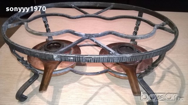 Ретро котлон за ФОНДЮ с два спиртника-30/11/23см-внос швеицария, снимка 2 - Антикварни и старинни предмети - 14884180