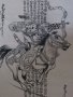 Картина Чингиз хан на кон върху оризова хартия от Монголия, снимка 4