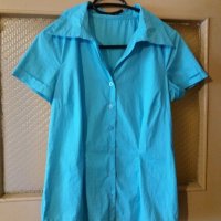 Дам.риза-"AMISU"-/памук+ликра/-тюркоазено-синя. Закупена от Италия., снимка 3 - Ризи - 22002605