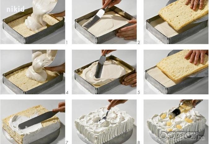 огромен правоъгълен регулируем разтегателен нагласящ ринг рамка торта срязва равен блат метален, снимка 1