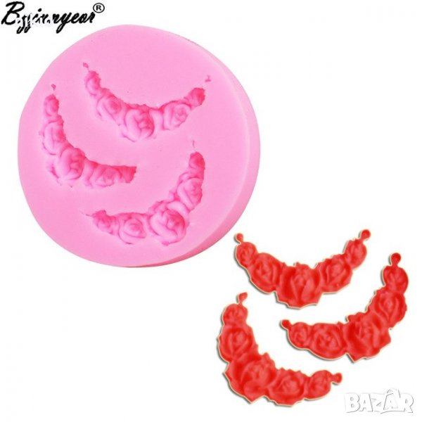 3 колиета наниз розички силиконов молд форма декор торта сладки фондан и др. украса, снимка 1