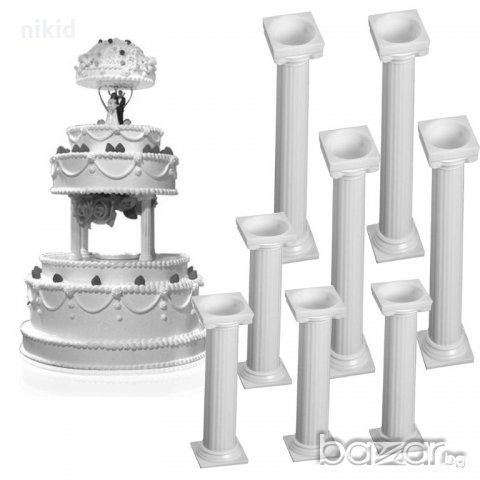4 бр Гръцки елегантни колони подпори за етажи торта сватба и др пластмасови къси или дълги, снимка 3 - Други - 18464820