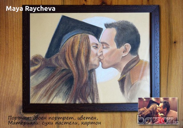 Портрет, ръчно рисуван с ПАСТЕЛИ, снимка 9 - Картини - 18568179