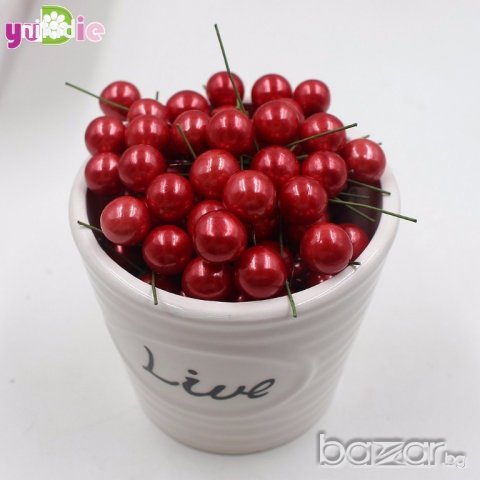 20 бр мини плодчета тип черешки изкуствени за декориране украса торта мъфин и др.