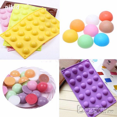 3D 24 бр полукръг сфери топчета топче силиконов молд форма желирани бонбони лед фондан шоколад гипс 