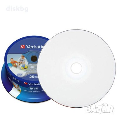 BD-R 25GB full face printable Verbatim - празни дискове , снимка 1 - Друга електроника - 22357441
