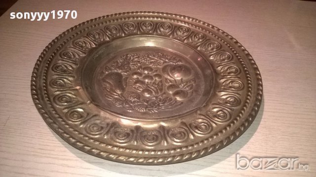 Голяма релефна чиния за стена-мед/месинг 32см-внос швеицария, снимка 6 - Антикварни и старинни предмети - 13397132