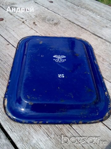 Емайлиран поднос, снимка 4 - Антикварни и старинни предмети - 18664825