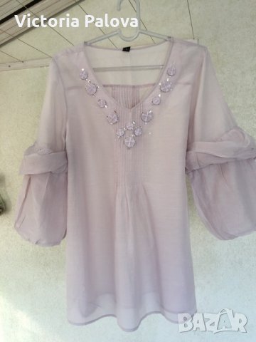 Разкошна блуза коприна и памук, снимка 2 - Туники - 25593818
