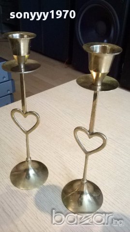 финни Свещници 2броя-23/7см-мед/месинг-внос швеицария, снимка 5 - Антикварни и старинни предмети - 13923412