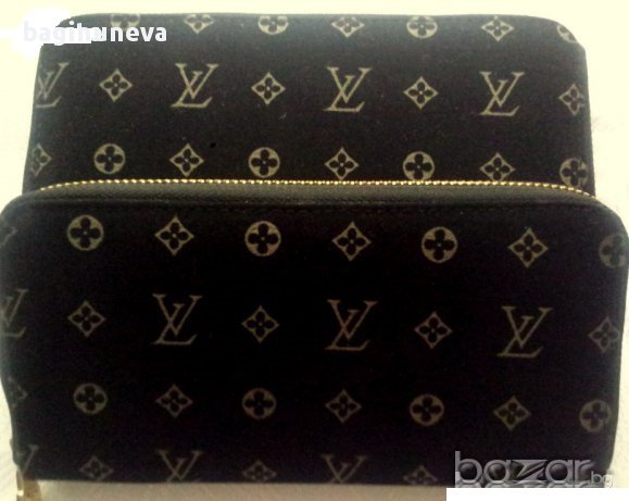 Ново дамско черно кадифено портмоне на Louis Vuitton реплика, снимка 1 - Портфейли, портмонета - 9808398