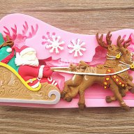 коледен молд Дядо Коледа шейна и елени силиконов за украса декор фондан торта, снимка 1 - Форми - 12679092