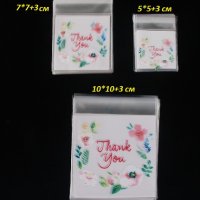 50 бр Thank You на цветя опаковъчни пликчета торбички за дребни сладки ръчна изработка, снимка 1 - Други - 25725929