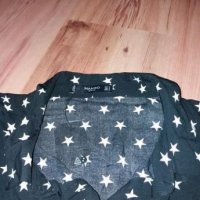 Нова дамска черна риза със звездички на Mango- размер -М-Л, снимка 6 - Ризи - 16093438