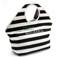 Лятна чанта текстил - раирана - черно и бяло, снимка 2 - Чанти - 15888991