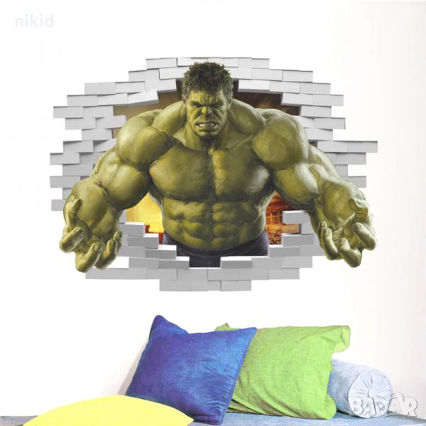 3d стена Хълк Hulk стикер за стена лепенка самозалепващ за детска стая и мебел, снимка 1