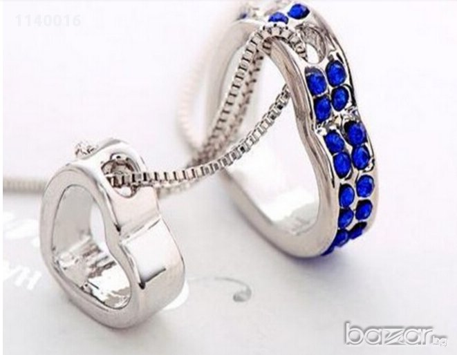 Неповторимо колие - Сърца със сини камъни, снимка 1