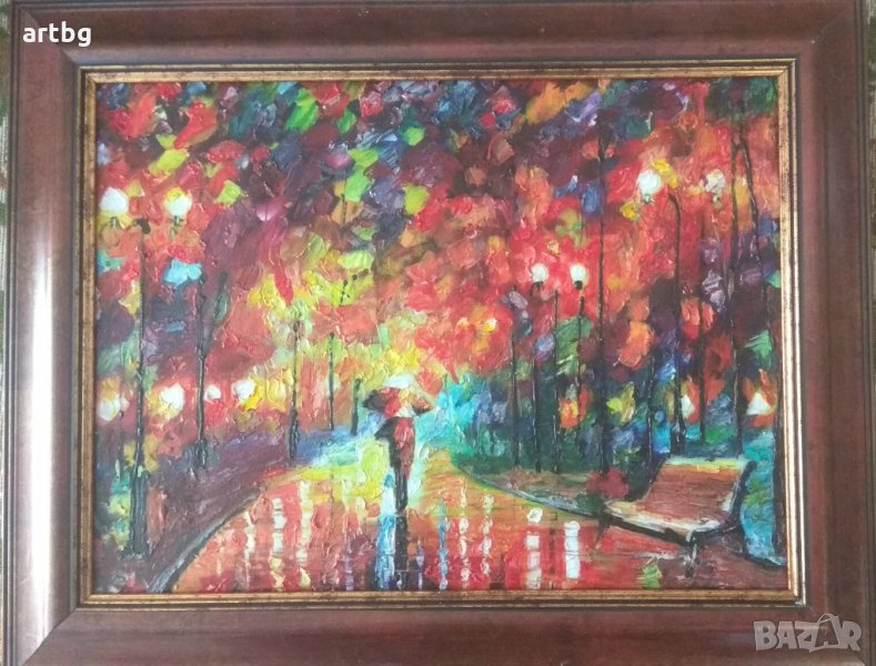 Автентична картина "В парка", снимка 1