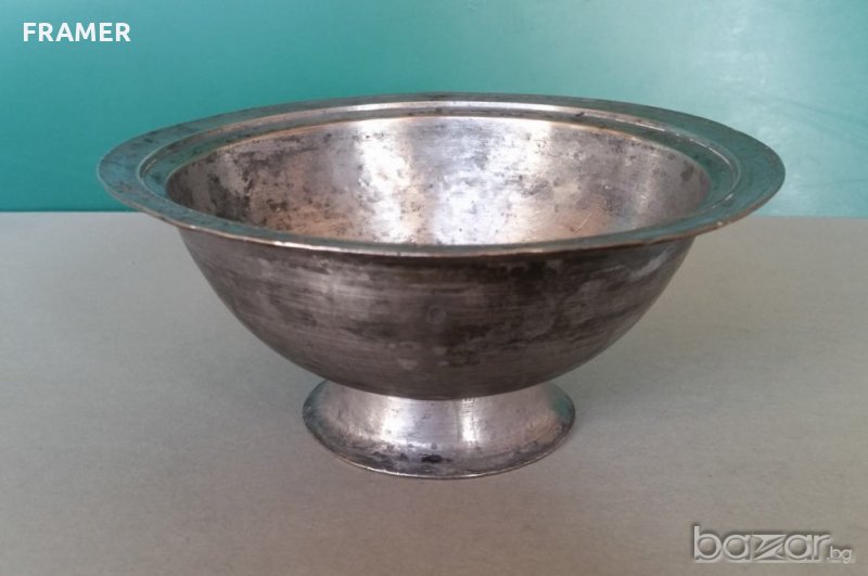 Възрожденски Арменски гравиран сахан паница бакър купа, снимка 1