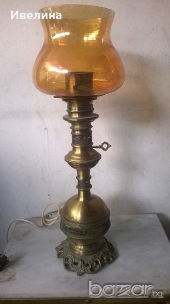 стара нощна лампа от месинг, снимка 1