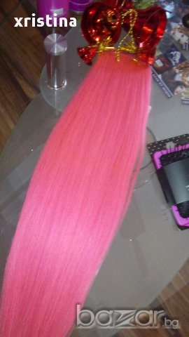 Промо-Уникална,естествена,розова коса,двойна плътност!Готова за поставяне!, снимка 3 - Аксесоари за коса - 17737058