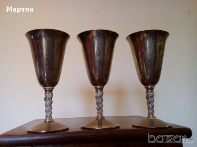 Стари посребрени - Чаши за вино- 3бр.! (121041), снимка 1 - Други стоки за дома - 14624648