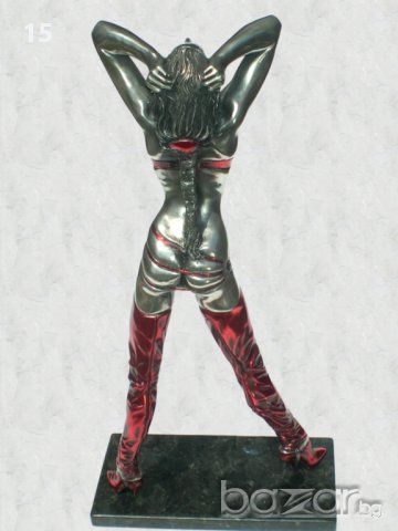 Стриптизьорка - скулптура, пластика върху мраморна основа, цветна , снимка 3 - Статуетки - 11620454