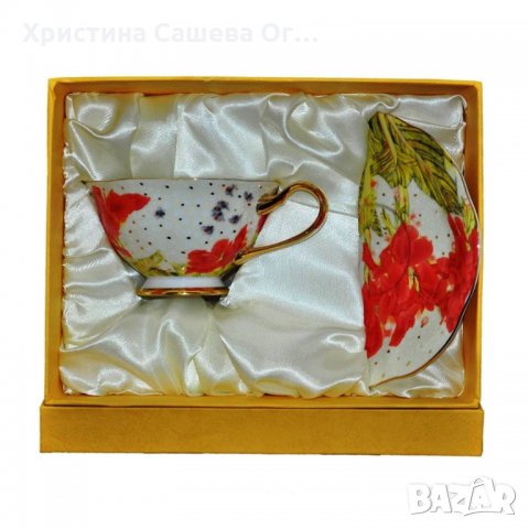 Чаша за кафе - костен порцелан в кутия за подарък, снимка 1 - Подаръци за жени - 22956396