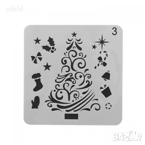 Елха контури квадратен стенсил шаблон спрей за торта украса кекс декорация с пудра захар и боя