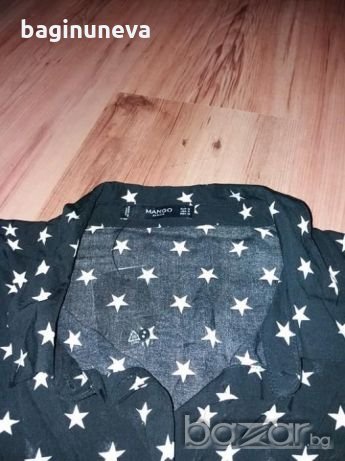 Нова дамска черна риза със звездички на Mango- размер -М-Л, снимка 6 - Ризи - 16093438