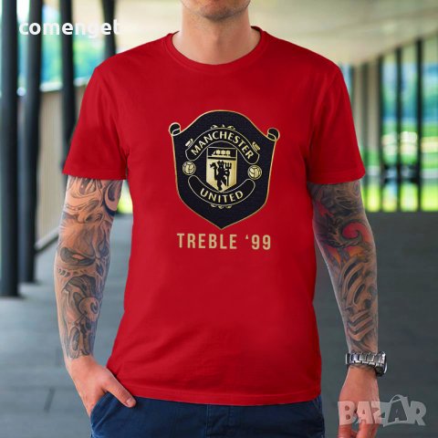 ЗА ФЕНОВЕ! Мъжка тениска на МАНЧЕСТЪР / MANCHESTER UNITED TREBLE! Поръчай тениска С Твоя идея!