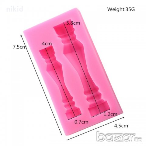 Парапет опора колона силиконов молд форма за украса торта с фондан шоколад, снимка 2 - Форми - 20825246